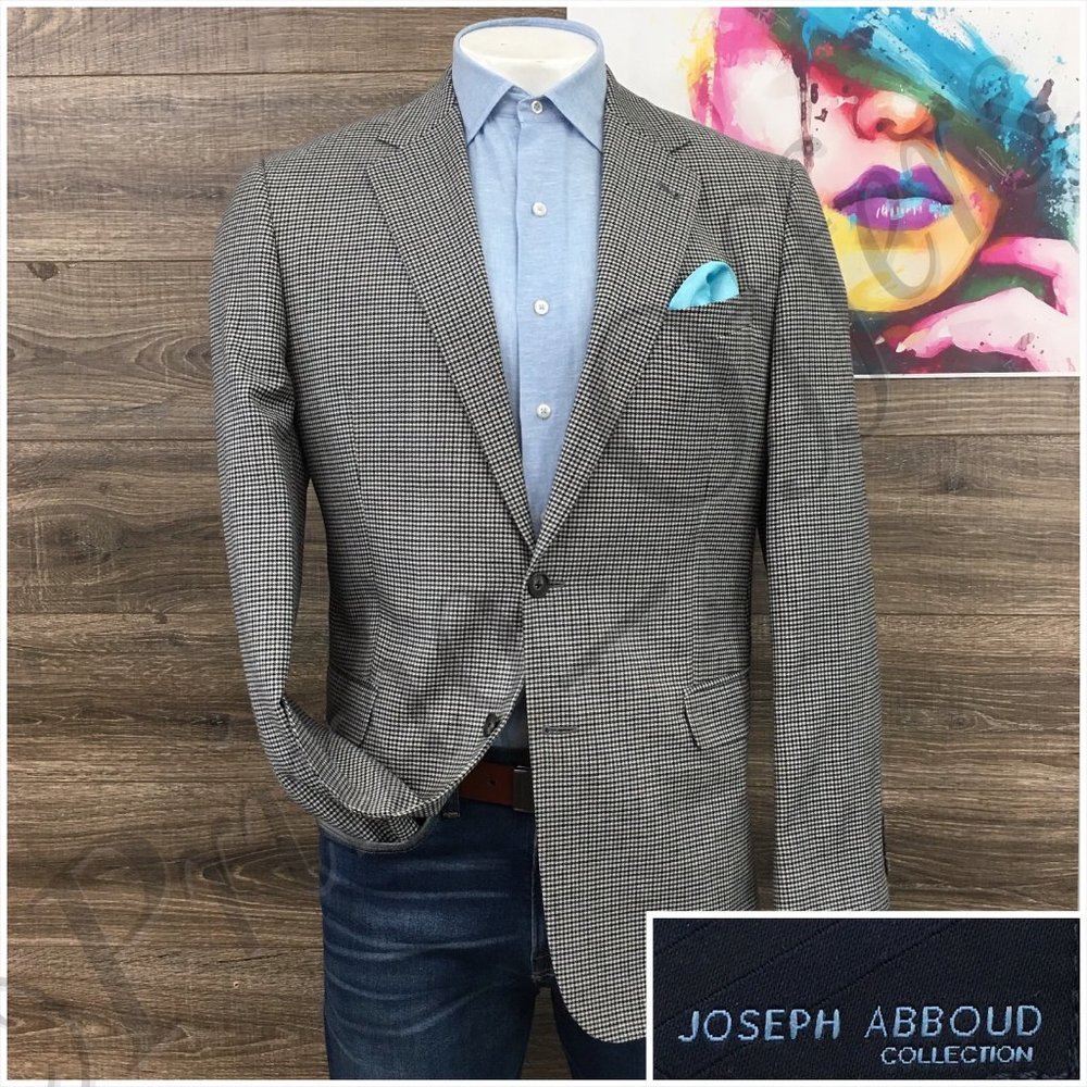 Joseph Abboud Mens Blazer Sport Coat Two Button Casual Jacket 42L Wool Silk Suit